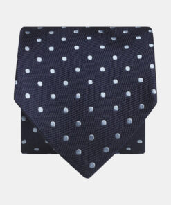 Navy with Sky Spot Pure Silk Tie