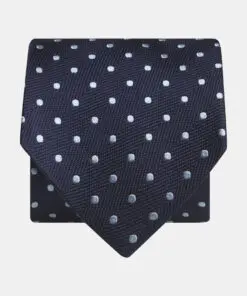 Navy with Sky Spot Pure Silk Tie