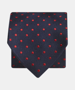 Navy with Red Spot Pure Silk Tie