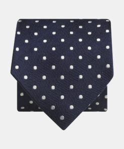 Navy with Silver Spot Pure Silk Tie