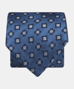 Blue Floral Pure Silk Tie