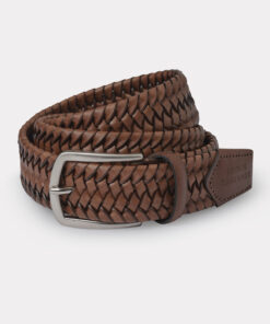 Durham Brown Plaited Leather Belt