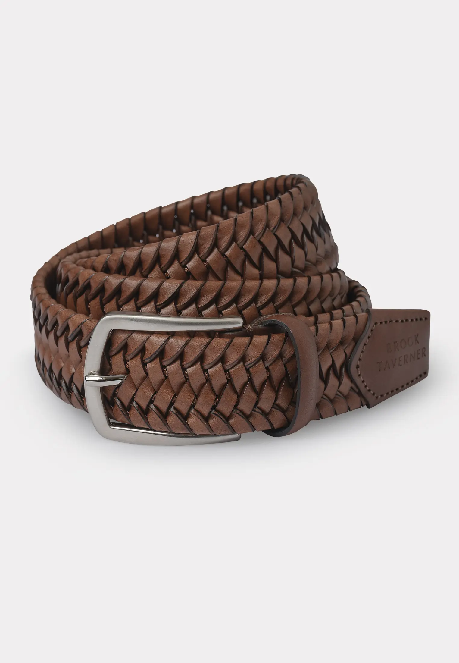 Durham Brown Plaited Leather Belt