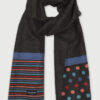 Charcoal Stripe and Spot Double Faced Scarf