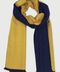 Mustard and Navy Double Faced Scarf