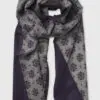 Navy and Grey Plain and Floral Double Faced Scarf