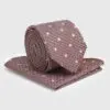 Merlot Dobby Spot Silk Blend Tie and Hanky Set