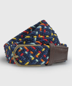 Oxford Brown Navy and Multicoloured Stretch Woven Belt