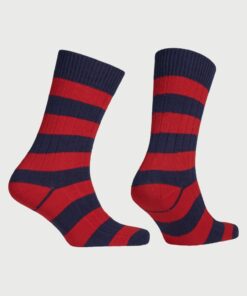 Alternative view of Cotton Rich Navy and Red Striped Socks