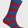 Cotton Rich Red and Blue Striped Socks