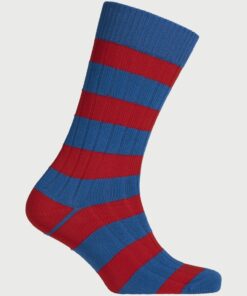 Cotton Rich Red and Blue Striped Socks