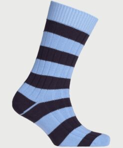 Cotton Rich Sky and Navy Striped Socks