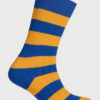 Cotton Rich Blue and Yellow Striped Socks