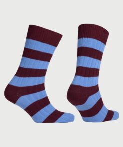 Alternative view of Cotton Rich Wine and Blue Striped Socks