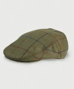 Green Check Tweed Flat Cap