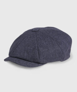 Blue Herringbone Baker Boy Cap