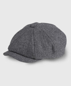 Charcoal Herringbone Baker Boy Cap