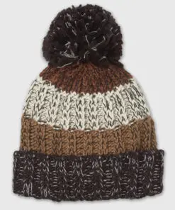 Striped Knitted Pom-Pom Hat