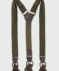 Alternative view of Khaki Corduroy Braces with Leather Trims