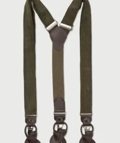 Alternative view of Khaki Corduroy Braces with Leather Trims