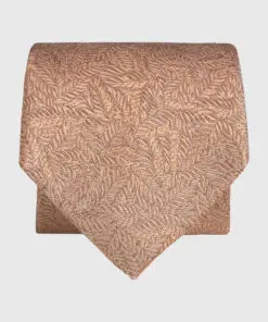 Peach Tonal Leaf Pure Silk Jacquard Tie