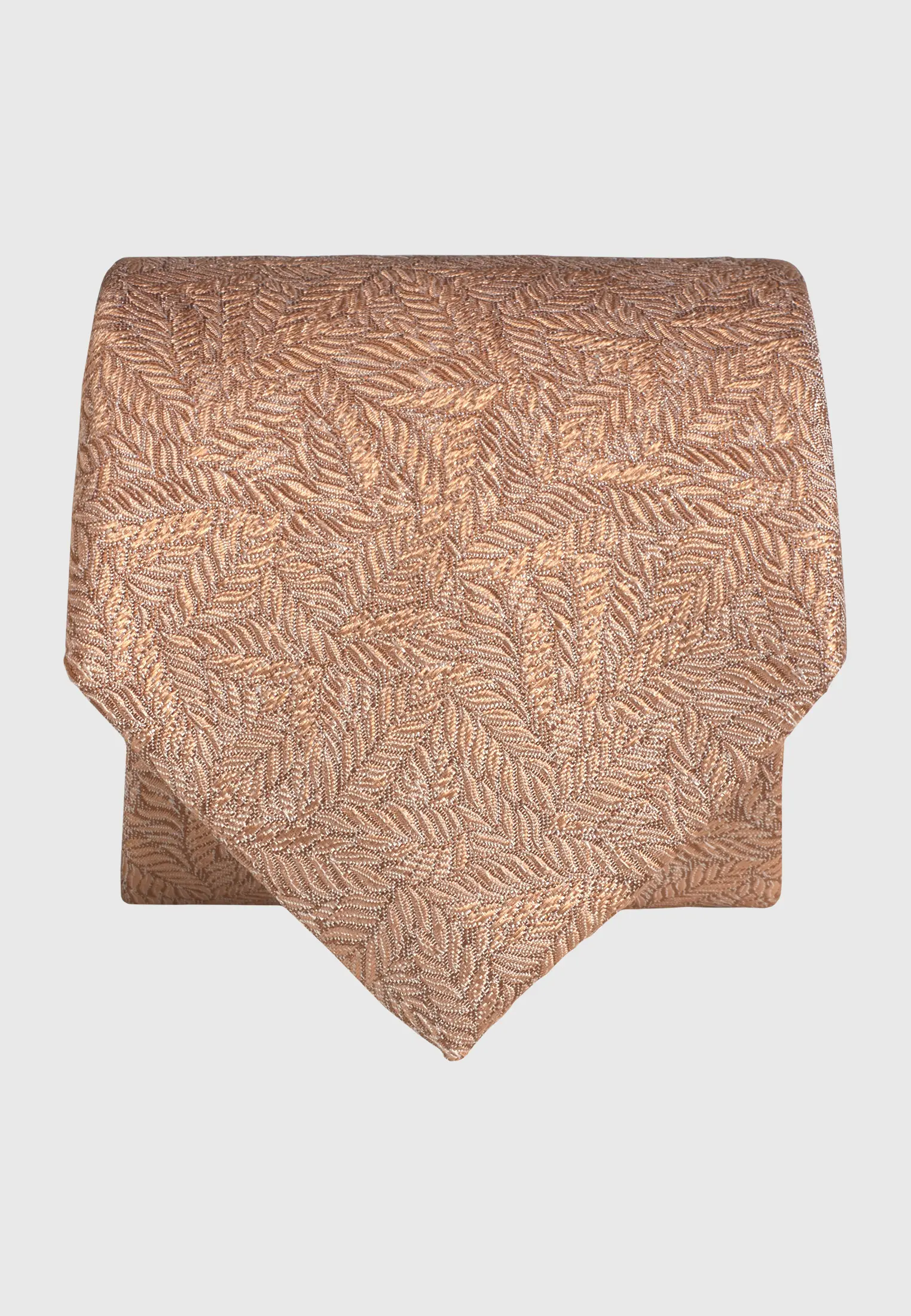 Peach Tonal Leaf Pure Silk Jacquard Tie