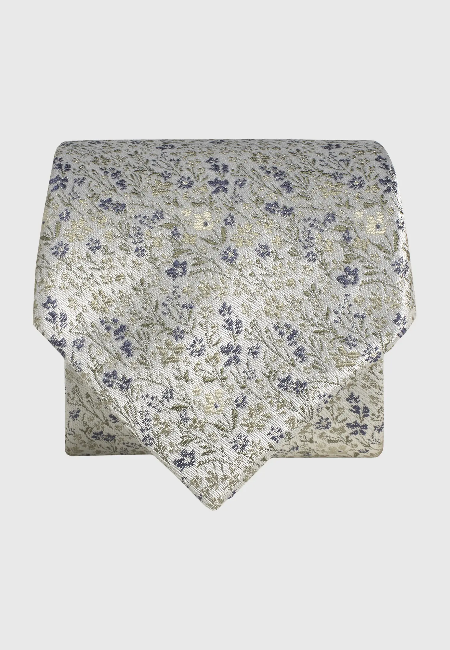 Sage Ditsy Floral Pure Silk Jacquard Tie