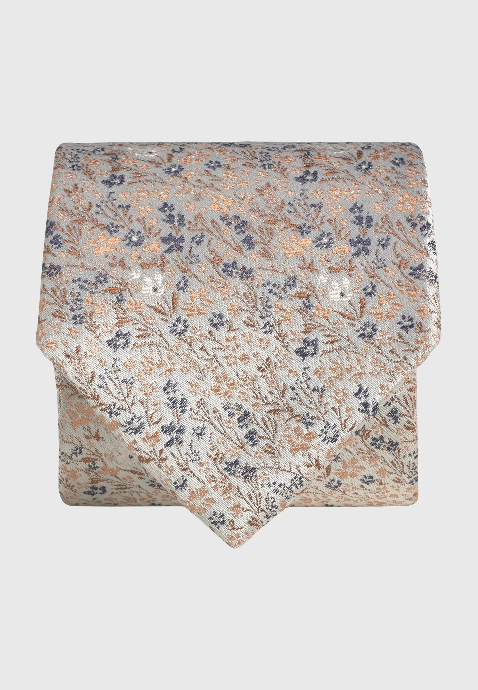 Peach Ditsy Floral Pure Silk Jacquard Tie