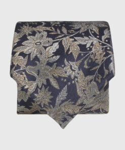 Navy Large Floral Pure Silk Jacquard Tie