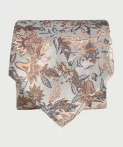 Peach Large Floral Pure Silk Jacquard Tie