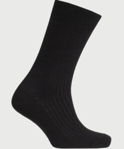 Black Plain Rib Socks