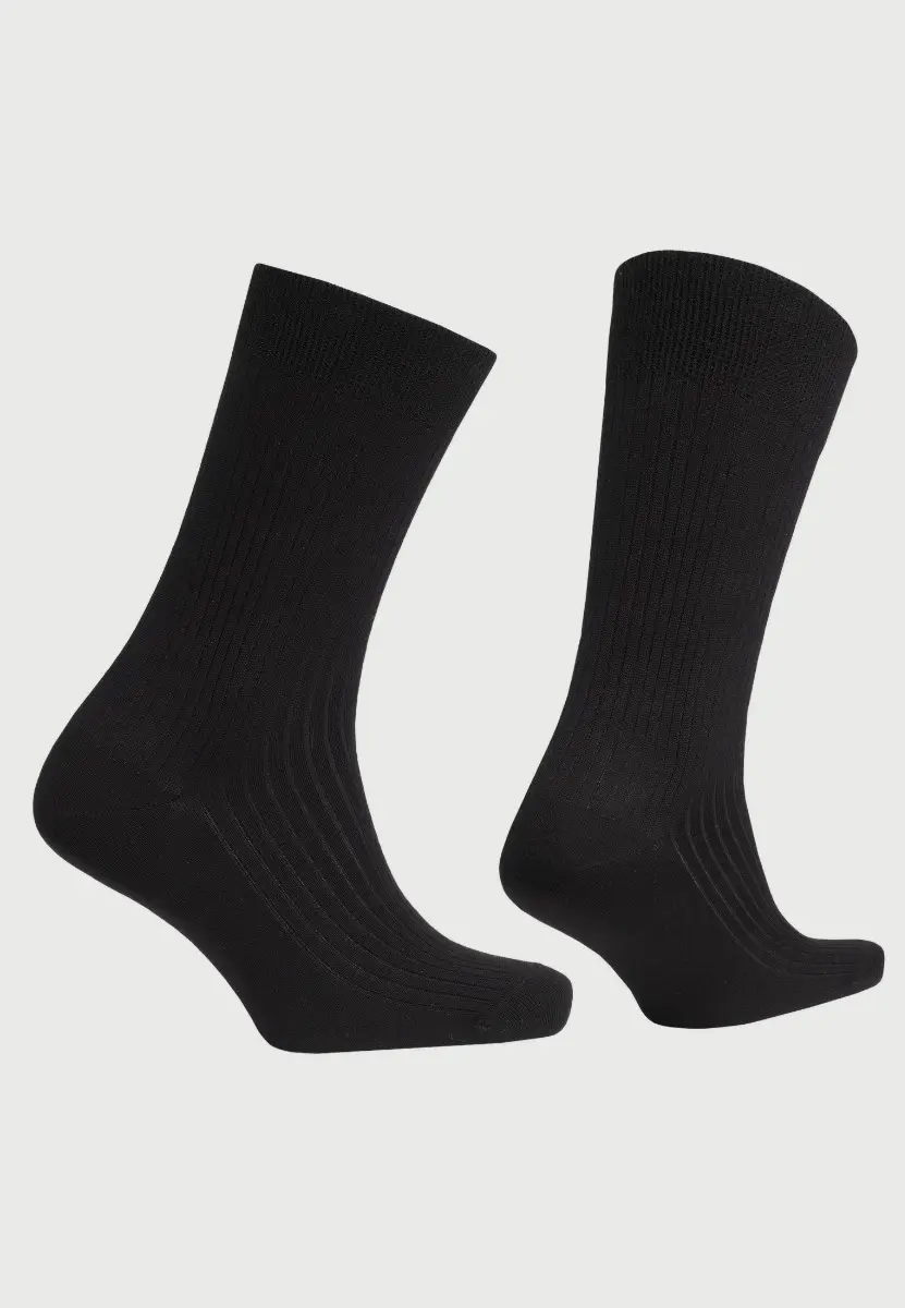 Black Plain Rib Socks - Image 2