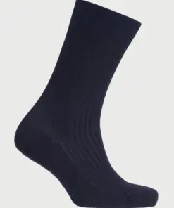 Navy Plain Rib Socks