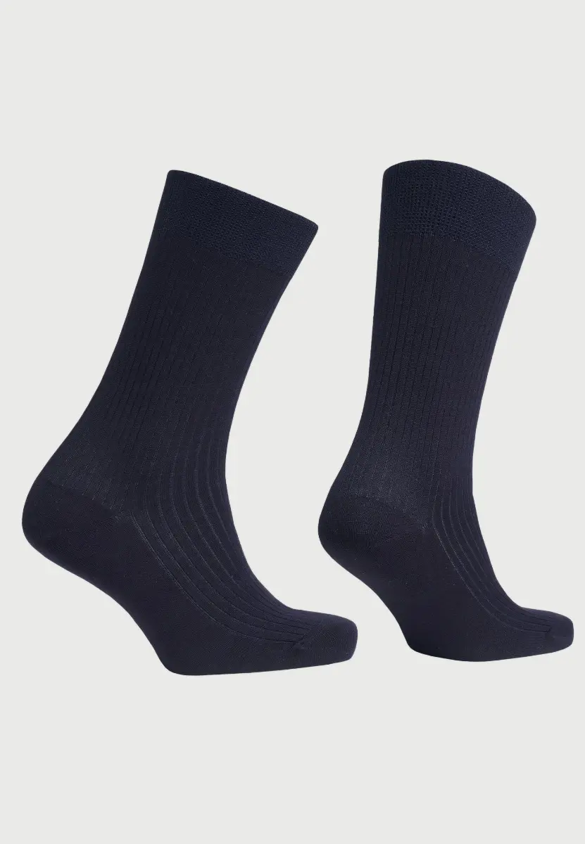 Navy Plain Rib Socks - Image 2