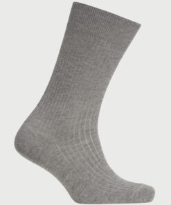 Grey Plain Rib Socks