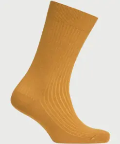 Mustard Plain Rib Socks