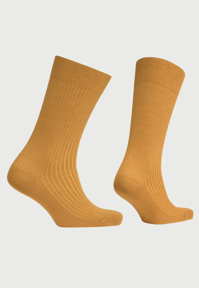 Mustard Plain Rib Socks - Image 2