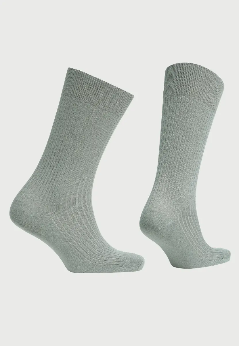 Sage Plain Rib Socks - Image 2