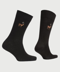 Alternative view of Black Embroidered Stag Socks