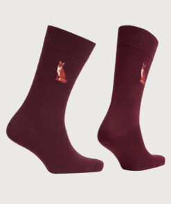 Alternative view of Wine Embroidered Fox Socks