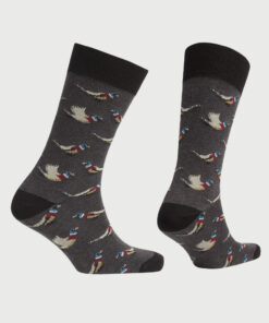 Alternative view of Charcoal Pheasant Motif Socks
