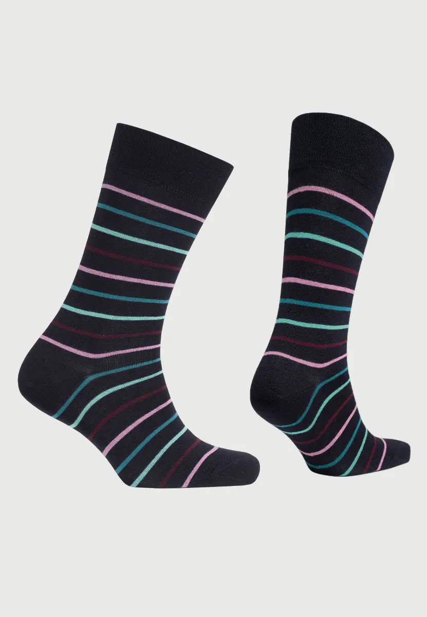 Multicoloured Stripe Smart Socks - Image 2