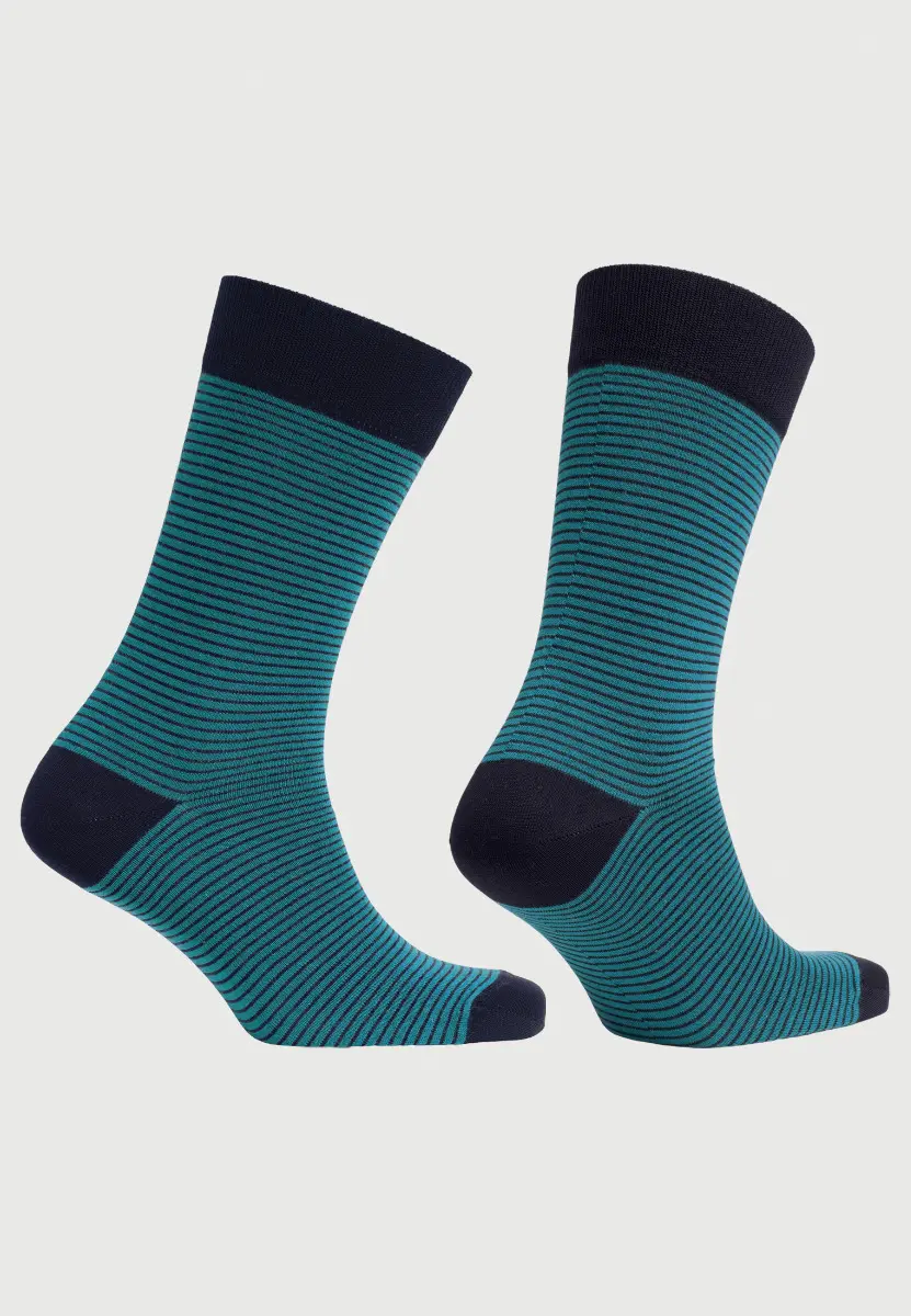 Teal Small Stripe Smart Socks - Image 2