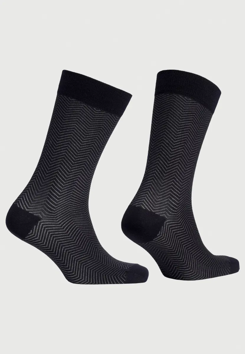 Navy Herringbone Smart Socks - Image 2