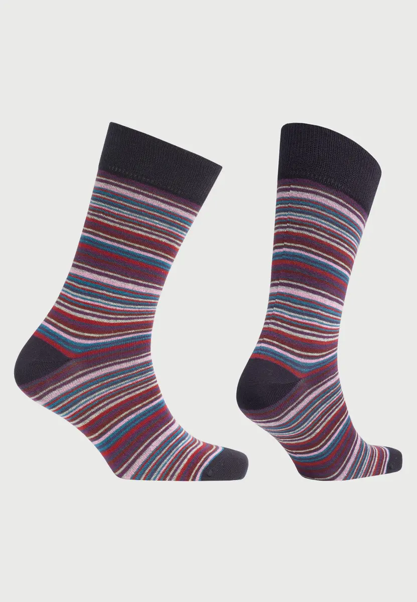 Plum and Pink Multi-Stripe Socks - Image 2