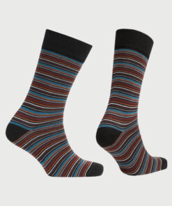 Alternative view of Rust and Teal Multi-Stripe Socks