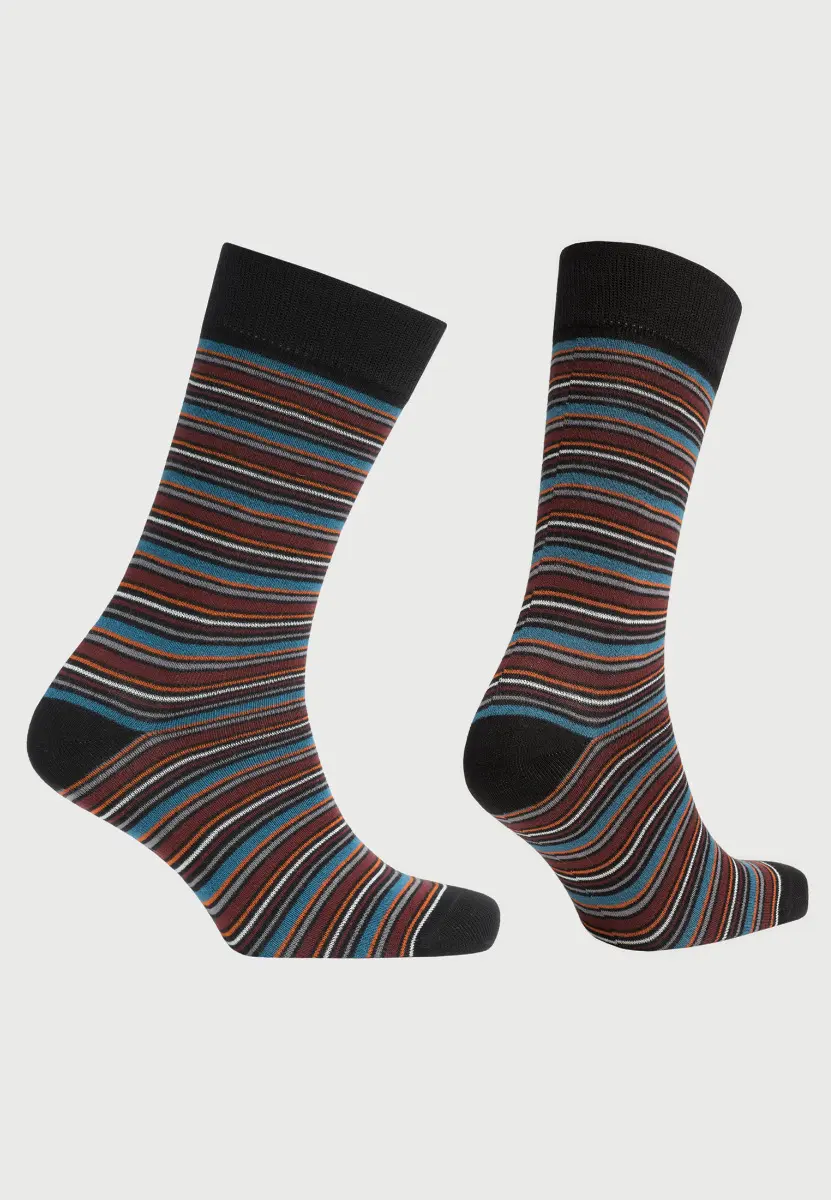 Rust and Teal Multi-Stripe Socks - Image 2