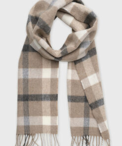 Sand Lambswool Check Scarf