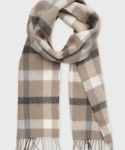 Sand Lambswool Check Scarf