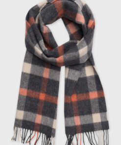 Charcoal Lambswool Check Scarf